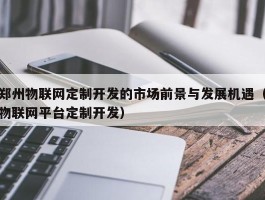 郑州物联网定制开发的市场前景与发展机遇（物联网平台定制开发）