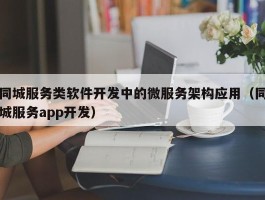 同城服务类软件开发中的微服务架构应用（同城服务app开发）