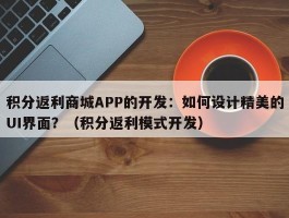 积分返利商城APP的开发：如何设计精美的UI界面？（积分返利模式开发）