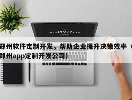 郑州软件定制开发，帮助企业提升决策效率（郑州app定制开发公司）