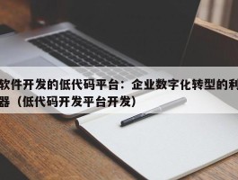 软件开发的低代码平台：企业数字化转型的利器（低代码开发平台开发）