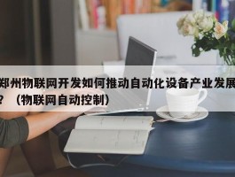 郑州物联网开发如何推动自动化设备产业发展？（物联网自动控制）