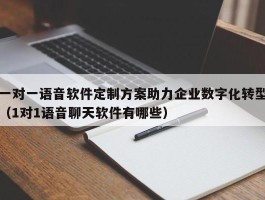 一对一语音软件定制方案助力企业数字化转型（1对1语音聊天软件有哪些）