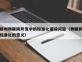 郑州物联网开发中的标准化建设问题（物联网标准化的意义）