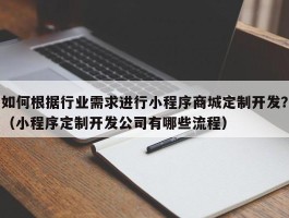 如何根据行业需求进行小程序商城定制开发？（小程序定制开发公司有哪些流程）