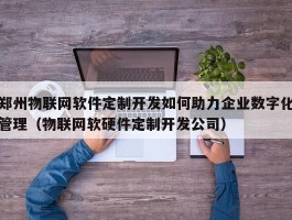 郑州物联网软件定制开发如何助力企业数字化管理（物联网软硬件定制开发公司）