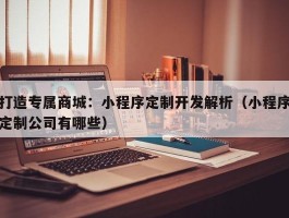 打造专属商城：小程序定制开发解析（小程序定制公司有哪些）