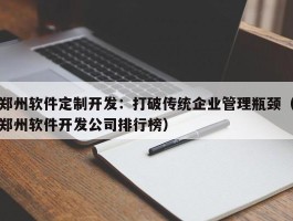 郑州软件定制开发：打破传统企业管理瓶颈（郑州软件开发公司排行榜）