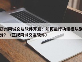 郑州同城交友软件开发：如何进行功能模块划分？（正规同城交友软件）