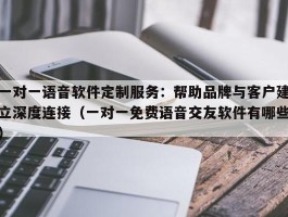 一对一语音软件定制服务：帮助品牌与客户建立深度连接（一对一免费语音交友软件有哪些）