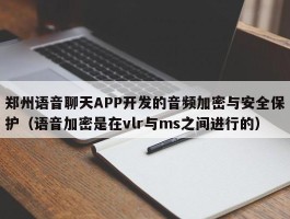 郑州语音聊天APP开发的音频加密与安全保护（语音加密是在vlr与ms之间进行的）