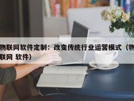 物联网软件定制：改变传统行业运营模式（物联网 软件）