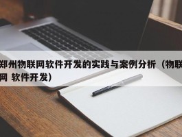 郑州物联网软件开发的实践与案例分析（物联网 软件开发）