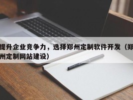 提升企业竞争力，选择郑州定制软件开发（郑州定制网站建设）