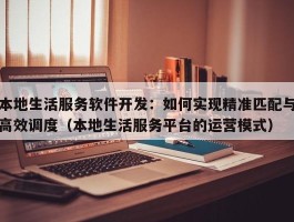 本地生活服务软件开发：如何实现精准匹配与高效调度（本地生活服务平台的运营模式）