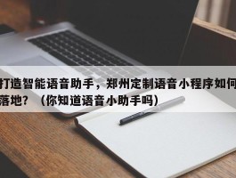 打造智能语音助手，郑州定制语音小程序如何落地？（你知道语音小助手吗）