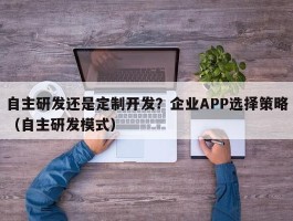 自主研发还是定制开发？企业APP选择策略（自主研发模式）