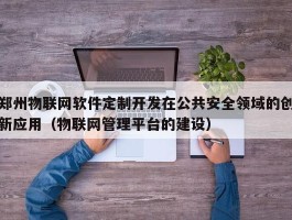 郑州物联网软件定制开发在公共安全领域的创新应用（物联网管理平台的建设）